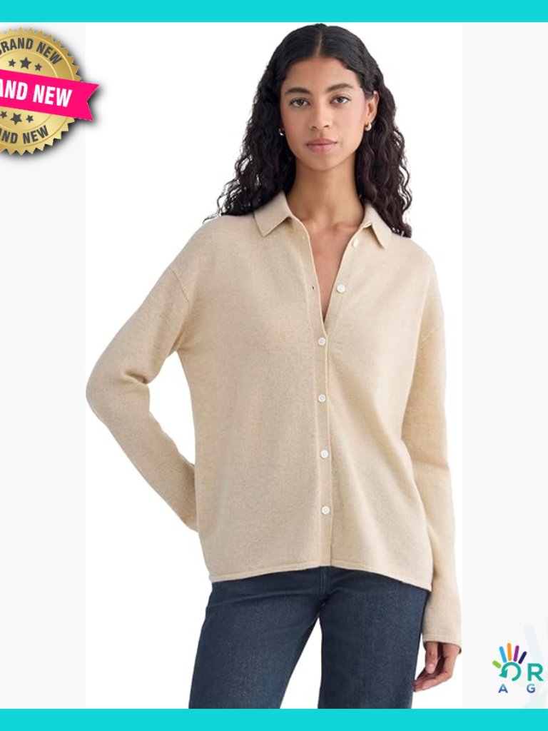 Cashmere Button-Down Shirt Relaxed Oversized Fit Minimal Chic Workwear